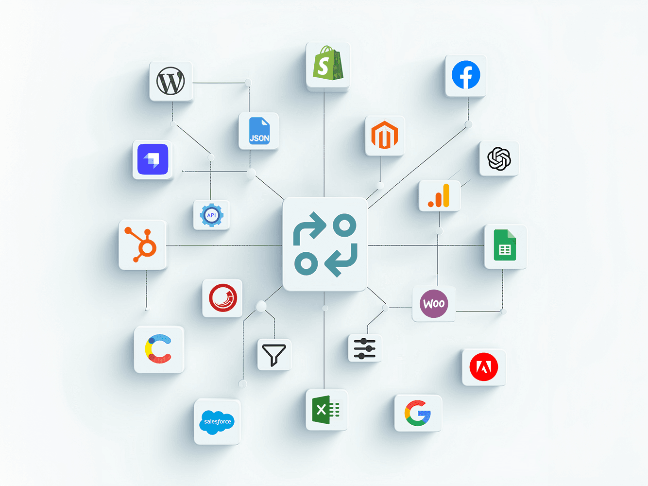 Illustration of ContentMesh connecting core business applications