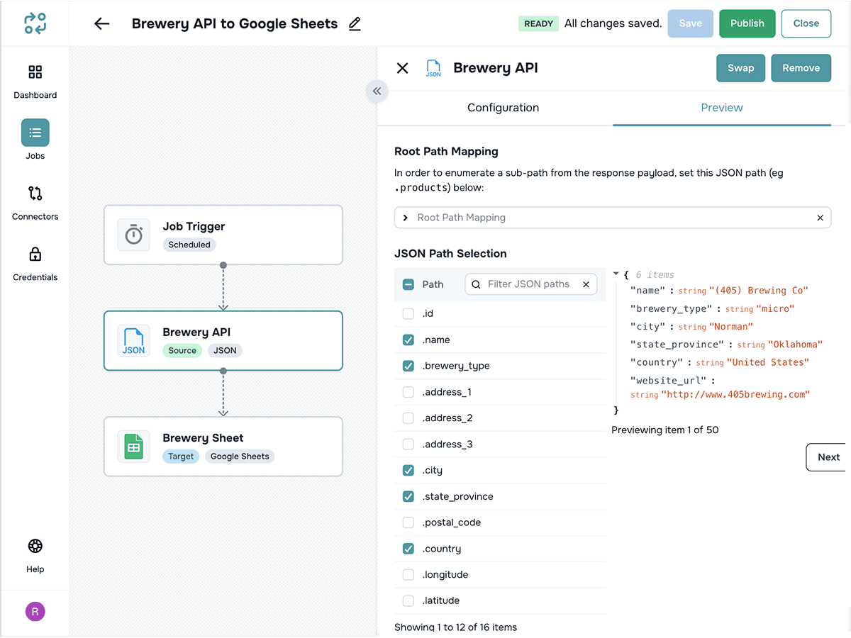 ContentMesh Job Editor Screen